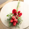 Dekorativa blommor kransar högkvalitativ konstgjord blommor tulpan vit bröllopsfest bukett simulerade siden falska hem vardagsrum dekorativ