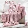 Blankets Pure Color Bedspread Sofa Blanket Tassels Microfiber Warm Coral Polyester Flannel Dotted DecorationBlankets