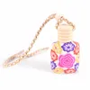 15 Colors Car Perfume Bottle Diffusers Empty Printed Flower Essential Oil Diffuser Ornaments Air Freshener Pendants Perfumes Glass Bottles F0619