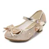 Filles princesse chaussures noeud haut talon brillant cristal enfants en cuir cadeau d'anniversaire unique pour enfants 220527