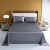 Satin Silk Bedding Solid Color Fitted Single Double King Size Bed Luxury Rayon Flat Sheet Set 220616