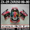 Kit de cuerpo completo para KAWASAKI NINJA ZX 2R 2 R R250 ZXR 250 ZX2R ZXR250 1989 1990 Carrocería 8DH.20 ZX-2R ZXR-250 89-98 ZX-R250 ZX2 R 89 90 Carenado de motocicleta rojo negro