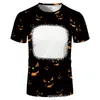 Chemise d'Halloween Fournitures de fête T-shirt blanchi par sublimation Transfert de chaleur Chemise de blanchiment vierge T-shirts entièrement en polyester Tailles américaines pour hommes femmes 18 couleurs