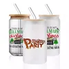 16oz Sublimation Glass Cola Can Mugs Single/Double Wall Tumbler Beer Jar Soda Beverage Straw Cup with Bamboo Lid And Plastic Straw