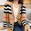 SWEATER KAŻDEK KUSZP kaszmirowy Cashmere Cardigan Średnia długość dzianiny luźna w paski luźne w paski cienki płaszcz damski #002