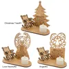 Kerstdecoraties Merry Herdenkingskaars Ornament Diy Personaliseerde geheugen Tealight houten kandelaar houders huis ornamentenschristmas