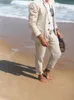 Мужские костюмы Blazers Linen Summer Smart Casual Men Suit Slim Fit для отдыха для парней свадебной платье и брюк