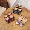 Bekamille Kid Sandals For Girls Princess Shoes Fashion Solid Color Children Bow Little Leather Toddler 220525