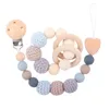 Toothing Baby Pacifier Chain Wood Set Appease Baby Silicone Beads DIY Big Wool Ball Heart Nipple Chains 11 5bq T2