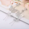 Parafuso de clipe para trás Grace Jun Design 3 Butterfly Shape Tassel Clip em Brincos com piercing para mulheres de luxo de luxo de luxo Big Declaração Earr