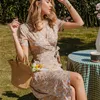 Boho high waist flower printed women dress Elegant Summer lace-up sundress Fashion outfit Wrap asymmetric Vestidos 220511