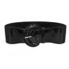 Bälten Kvinnor Luxury midja för klänning Solid Black Red Wide Wide High Quality midjeband PU Patent Leather Elastic Band Belt Beltts Forb22