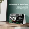 Analizzatori di gas Monitor della qualità dell'aria LED digitale 5 in 1 Formaldeide HCHO TVOC Tester di umidità della temperatura Misuratore di anidride carbonica ricaricabileGas