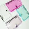 Anteckningar A6 Glitter Anteckningsbok 6 Ringar Binder Loose Leaf Transparent File Folder Planner Kawaii Stationery Journal Office Supplies