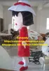 Costume de poupée mascotte doux rouge Chibi Maruko Chan Costume de mascotte Mascotte Lassock fille avec de petits yeux noirs longue robe rouge adulte No.2824 gratuit