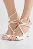 Designer Luxury Lang Sandals Round Toe Women High Heels Elegant Lady Ankelband Sexig Lady Gladiator Sandal Party Bröllop med låda, EU43