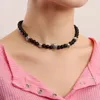 Choker Chokers Tendance De La Mode Cool Crâne Noir Zircon Collier Femmes Bijoux Accessoires Lumière De Luxe Perlé Cadeau En GrosChokers