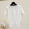 2022 Summer New Fashion Three-Dimensional Floral Knitted Top Women's Streetwear French Elegant Casual White Crop Sweater Female Y220509