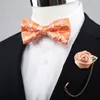Bow Ties Classic Wedding Coral Orange Silk Men Woven Men Butterfly Tie Yizhicai Paisley Floral Pocket Square Cuffinks Suit Setbow
