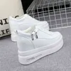 Super High Heel 10cm Women's Shoes 2022 Autumn New Thick-soled Lace-up White Shoes All-match Wedge Casual Shoes Sneakers G220610