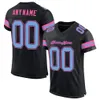 Custom Black Light Blue-Pink Mesh Authentic Football Jersey