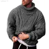 Mode Men Autumn Winter Twist Braid stickad tröja Turtle Neck Jumper Colt Tjock L220801