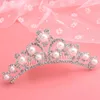 Corona nuziale copricapo da sposa colore argento strass brillante perla di cristallo principessa ragazze pettini per capelli ornamenti di gioielli per capelli