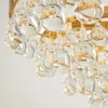 Nordic Bulb Crystal lampa LED żyrandol złote metalowe oświetlenie okrągłe luksusowe lampy wiszące do salonu do jadalni sypialnia