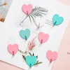 Creative Heart-shaped Cute Hook Storage Holder For Bathroom Kitchen Hanger Stick On Wall Hanging Door Clothes Towel Racks JLE13663