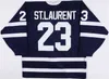 Mag Vintage personalizzato 23 Jeff St. Laurent University UNH HOCKEY OF HAMPSHIRE WILDCATS JERSEY Maglie blu