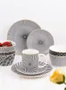 Dishes & Plates Tableware Geometric Patterns 6/8/10 Inch Ceramic Dinner Plate Dish Porcelain Dessert Dinnerware Cake