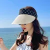 Berretti Moda Casual Berretto di paglia Visiere Vuoto Top Parasole per donna Portatile Pieghevole Nastro magico Roll-up Cappello da spiaggia Tesa larga Sole