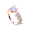 S925 Ingelegde Witte Maansteen Ringen Open Verstelbare Ring Initialen Vrouwelijke Partij Liefde Trendy Sieraden