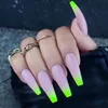 False Nails 20 PCS/Set Gradient Fake Long Ballet Press On Nail Colorful Tips T Shape Coffin Diy Decoration Prud22