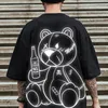 Summer Short Sleeve Cartoons Tee Oversized T Shirt Men Wemen Hip Hop T- shirts Bear Printed Couple Clothes Streetwear Tops 220512