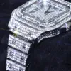 Zegarek na ręce na zegarek do mężczyzn dla mężczyzn top pełne diamentowe zegarki męskie ultra cienkie wodoodporne hip -hop zegar hopowy Drop255k