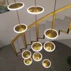 북유럽 현대 램프 LED 황금 샹들리에 대기 대기 고층 거실 천장 램프 호텔 로비 이중 빌라 계단 펜던트 램프