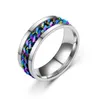 8 mm spinner punkring roestvrij staal fidget ring angstringen voor mannen zwart/blauw/zilver/goud