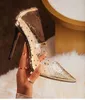 Обувь дизайнерская одежда 2022 тонкие высокие каблуки ясных прозрачных ПВХ женские сексуальные насосы горный хрусталь точка носок бомбас женские женские