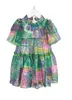 Top qualidade crianças meninas vestidos de chiffon verão bebê menina flores impressão vestido verde crianças aniversário Clothing7470810