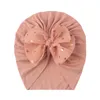 Bonés Chapéus Laço de Flor Sólida Chapéu de Bebê Boné para Crianças Born Girls Pography Props Gorro Turbante Infantil