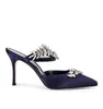 Women sandal slipper slide shoes luxury brands high heels Blahniks lurum 70mm Crystal-Embellished Satin Mules with box