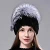 ベレー帽の女性冬の帽子温かい自然な毛皮ミンクニットニット帽子ダイヤモンドファッション女性の本物の雪とスタイリッシュなロシア語