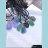 Pendant Necklaces Pendants Jewelry Natural Fluorite Crystal Necklace Energy Stone Healing Meditation Yoga Gift Who Dh36U