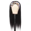 150 Density Headband Wig Brazilian Straight Human Hair PreAttached Scarf Machine Made Wigs For Women9394985