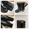 Klänningskor Kvinnor Split Toe Leather Boot Stängningstyp Ankel Ninja Tabi Round High Heel Pig Feet 220718