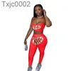 Designer Pants Set For Women Slim Sexy Letters Pattern Printed Sling Vest Leggings 2 Piece Outfits Sports GYM Fitness Clothing
