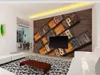 Wall covering custom wallpaper retro stereo wooden frame letters 3D TV background wall high-grade waterproof