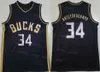 Maglia da basket da uomo Giannis Antetokounmpo 34 Khris Middleton 22 All Stitched Team Bianco Blu Verde Nero Colore per gli appassionati di sport Ricamo traspirante in puro cotone