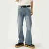 Jeans masculinos homens quatro estações coreano streetwear vintage moda casual solto boot corte calças homem denim calças